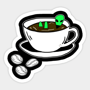 Aliens and your favorite coffee Sticker